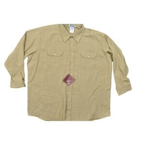 NEW LION Men's 4XL Brown Cotton Casual Shirt Long Sleeve Flame Resist
